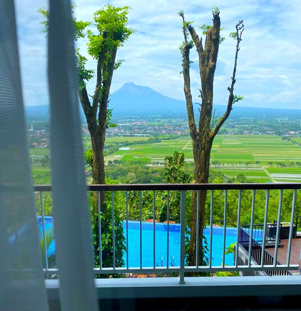 Merapi view photo from room
